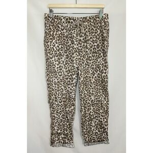 Palm Rio MEDIUM Leopard Print Lightweight Adjustable Length Pants Pull On